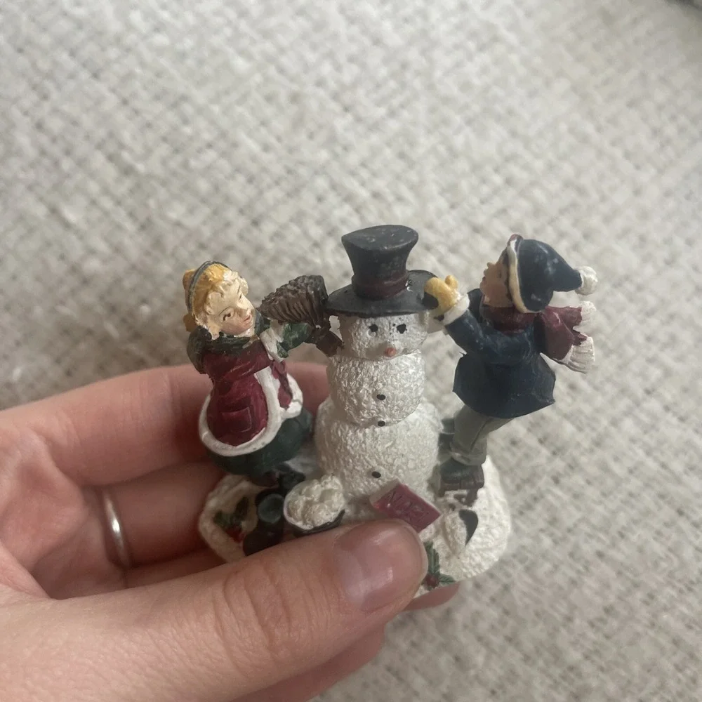 Children Making Snowman LEMAX Christmas‎ Holiday Village Family Figure Snow day